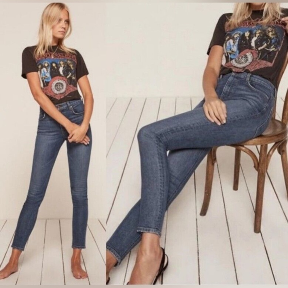 Reformation High & Skinny Jeans in Rhine Wash - Size 26